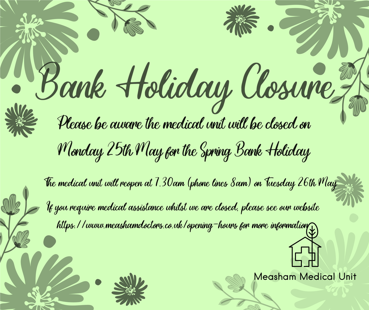 Bank Holiday Closure 