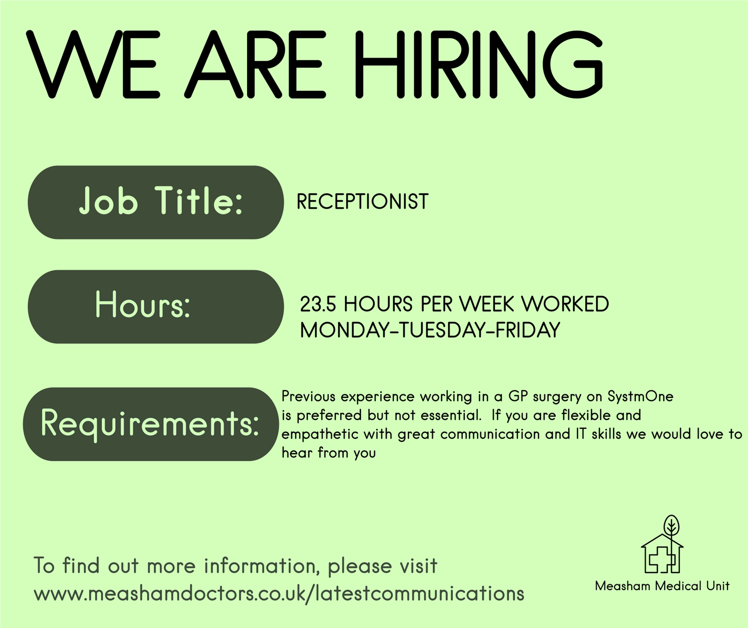 WE ARE HIRING 