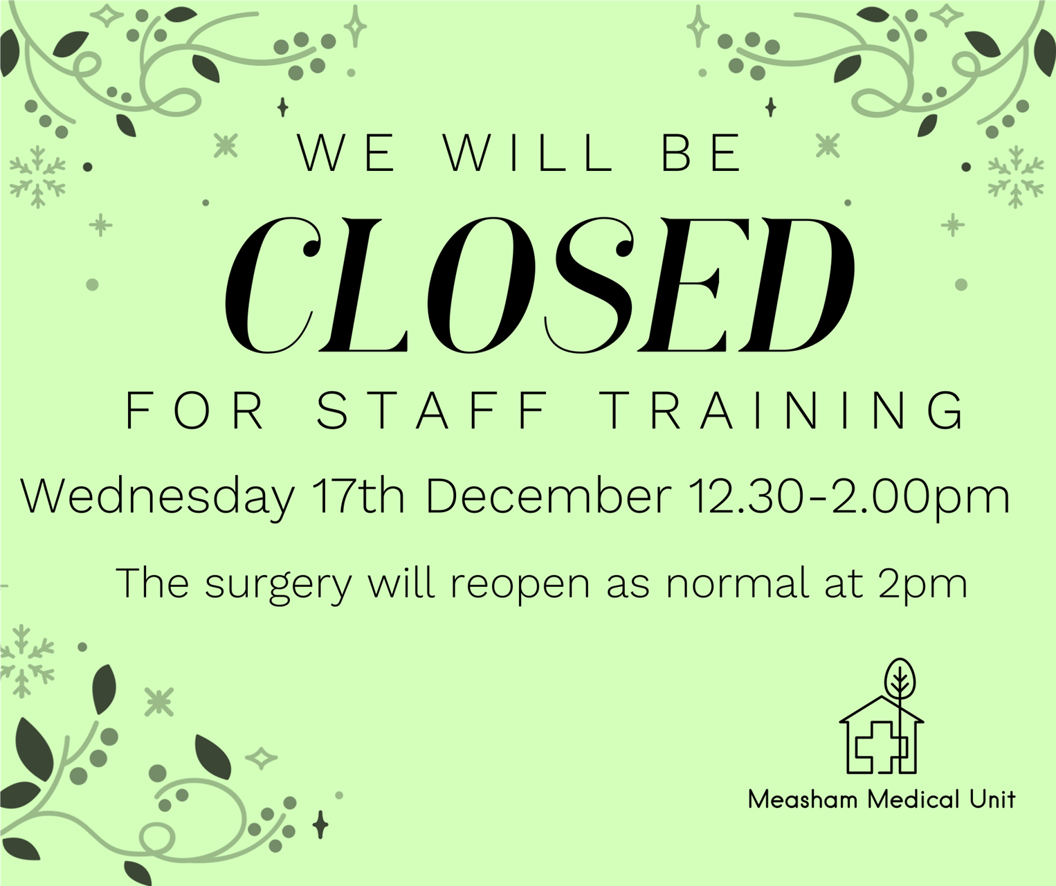 staff training dec 2025